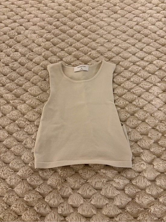 Babaton Tops - Aritzia Babaton Neutral Cropped Crewneck Knit Tank - Beige
